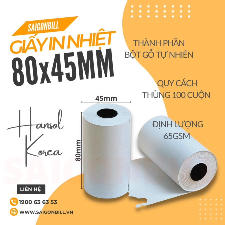 50 CUỘN - GIẤY IN BILL 80x45 (HANSOL)